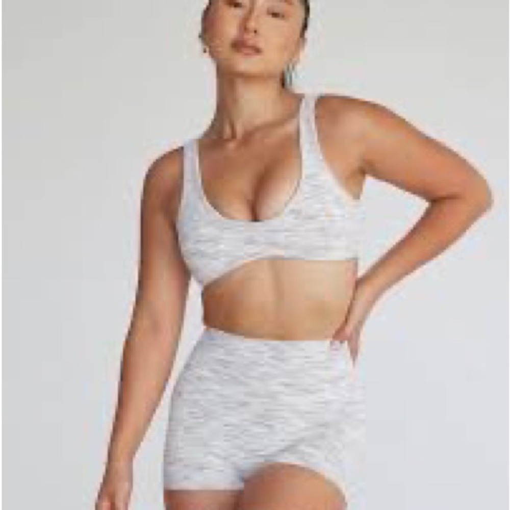 CSB / Crop Shop Boutique Set (bra, legging, and shorts) white marl